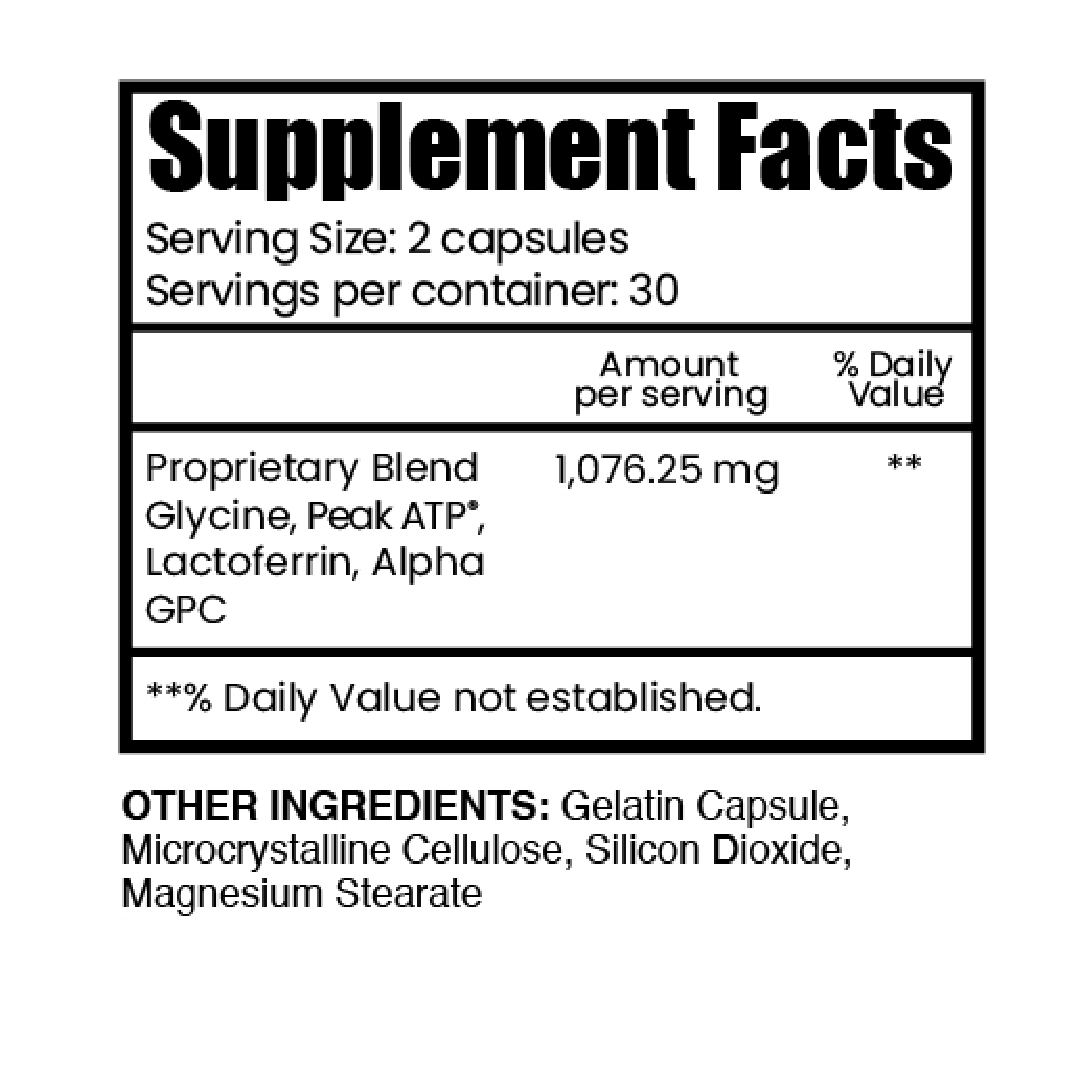 TEE IT UP Supplement Facts label